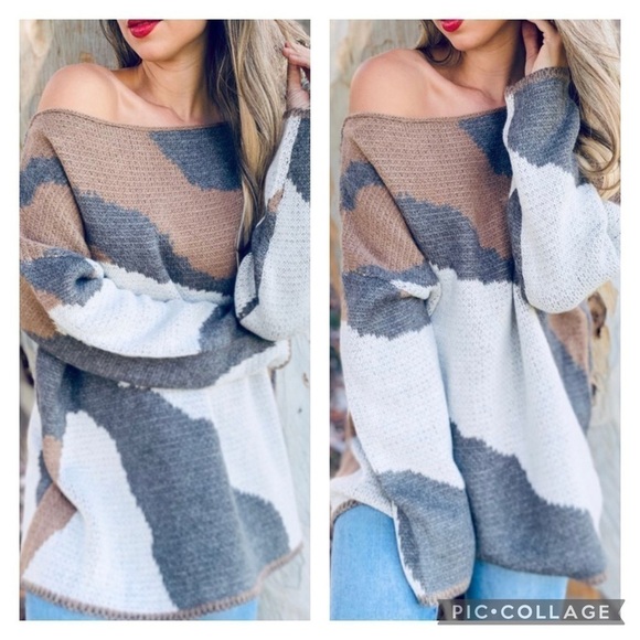 SALE!! Tri-Color Puzzle Piece Sweater - Picture 2 of 4